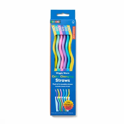 Kitchen utensils - Kidoki WigglyWorm ColorChang Straws - KIKKERLAND