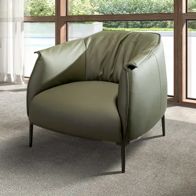 Armchairs - Olive green leather armchair - ANGEL CERDÁ