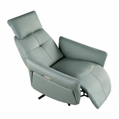 Armchairs - Turquoise green leather swivel relax armchair - ANGEL CERDÁ