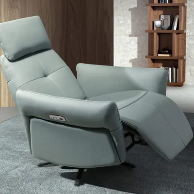 Armchairs - Turquoise green leather swivel relax armchair - ANGEL CERDÁ