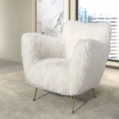 Fauteuils - Fauteuil en tissu blanc à poils longs - ANGEL CERDÁ