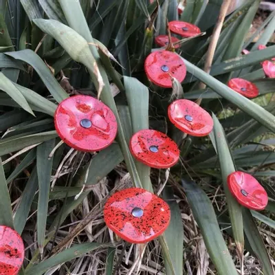 Accessoires de jardinage - Fleur en verre rouge-noir pour décoration extérieure - CARNEOL GLASS