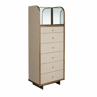 Chests of drawers - Chifonier leather, walnut and polished steel with mirror - ANGEL CERDÁ