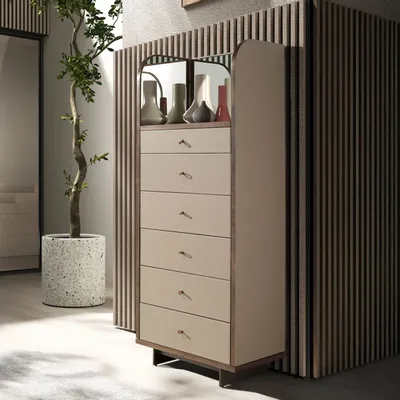 Commodes - Table de chevet en simili cuir et noyer - ANGEL CERDÁ