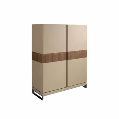 Sideboards - High sideboard leather, walnut and polished steel - ANGEL CERDÁ