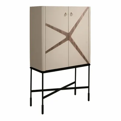 Sideboards - High sideboard leather, walnut and black steel - ANGEL CERDÁ