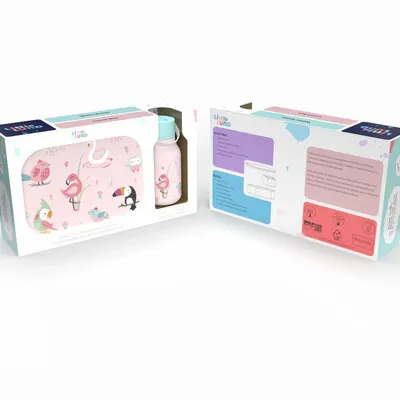 Repas pour enfant - Coffret cadeau avec boîte à lunch et bouteille pour enfants - LUND DESIGN HOUSE