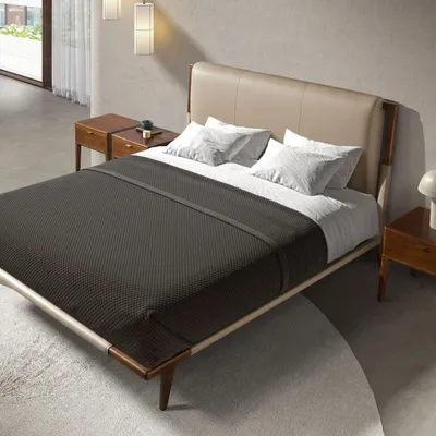 Beds - Mink coloured leatherette bed - ANGEL CERDÁ