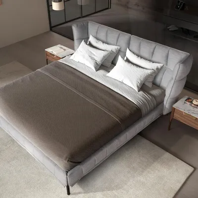 Beds - Light bluish-grey fabric bed - ANGEL CERDÁ