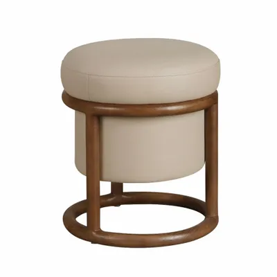 Benches - Mink leatherette pouffe - ANGEL CERDÁ