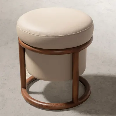 Benches - Mink leatherette pouffe - ANGEL CERDÁ