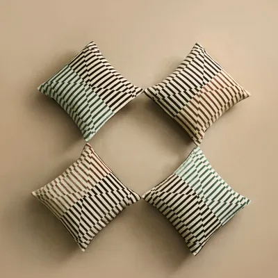 Fabric cushions - Striped Velvet Cushion Cover - JORO HOME LTD
