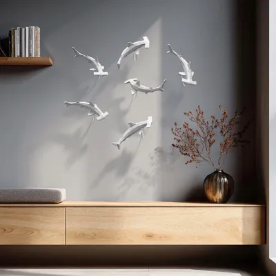 Ensembles muraux - Sculpture en porcelaine – Requin Marteau Blanc - OCEANSTORE DESIGN