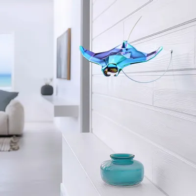 Office design and planning - Porcelain Manta Sculpture – Blue - OCEANSTORE DESIGN