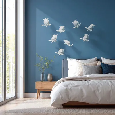 Wall ensembles - Porcelain Turtle Sculpture – White - OCEANSTORE DESIGN