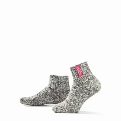 Chaussettes - Originals, basses, laine grise, bubble gum, 37-41 - SOXS.CO