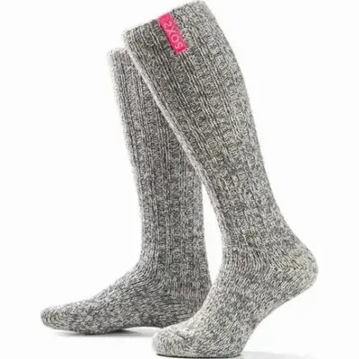 Homewear textile - Originals, hauteur genou, laine grise, bubble gum, 42-46 - SOXS.CO