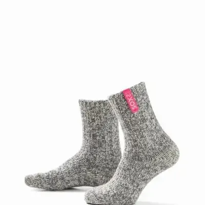 Socks - Originals, medium, grey wool, bubble gum, 37-41 - SOXS.CO