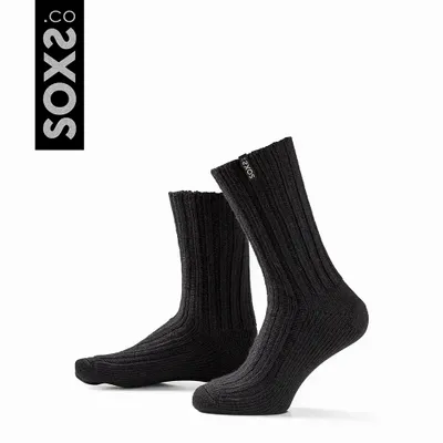 Chaussettes - Chaussettes - Streetwear, moyen, laine noire, orage, 37-41 - SOXS.CO