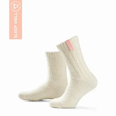 Chaussettes - Chaussettes - Originals, SleepWell, moyen, laine blanc cassé, sleep well rose, 34-36 - SOXS.CO