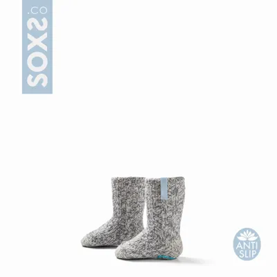 Chaussettes - Chaussettes - Originals, bébé, antidérapant, laine grise, little blue, 19-28 - SOXS.CO