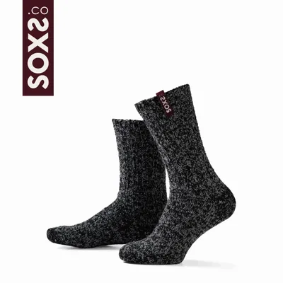 Socks - Socks - Originals, medium, dark grey wool, Windsor wine, 42-46 - SOXS.CO