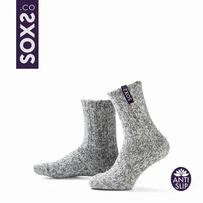 Socks - Socks - Originals, non-slip, medium, grey wool, imperial purple, 37-41 - SOXS.CO