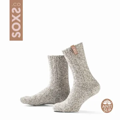 Chaussettes - Chaussettes - Originals, antidérapantes, mi-hautes, laine beige, ambre clair, 37-41 - SOXS.CO