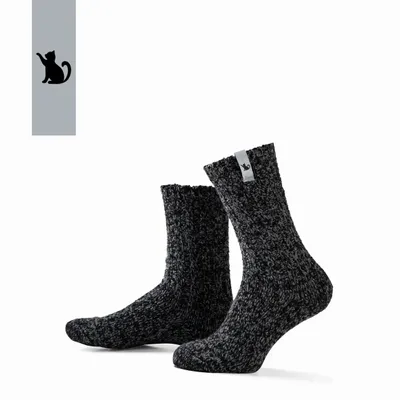 Chaussettes - Chaussettes - Originals, moyennes, laine gris foncé, cool cat, 42-46 - SOXS.CO