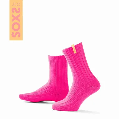 Socks - Socks - StreetWear, medium, neon pink wool, hot pink, 37-41 - SOXS.CO