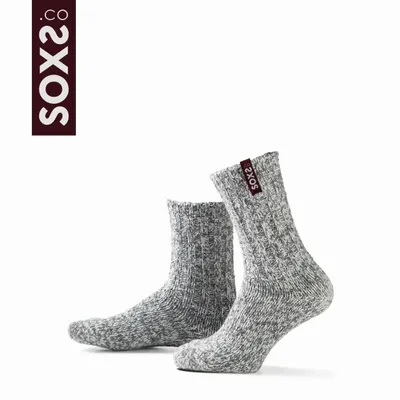 Chaussettes - Chaussettes - Originals, moyen, laine grise, beaujolais, 37-41 - SOXS.CO