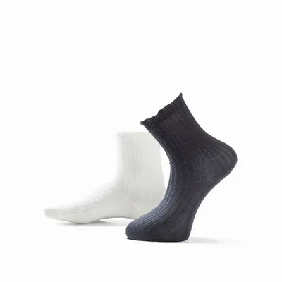 Chaussettes - Chaussettes - Tendance, volants, bas, coton, 2 paires, blanc cassé/noir, 37-41 - SOXS.CO