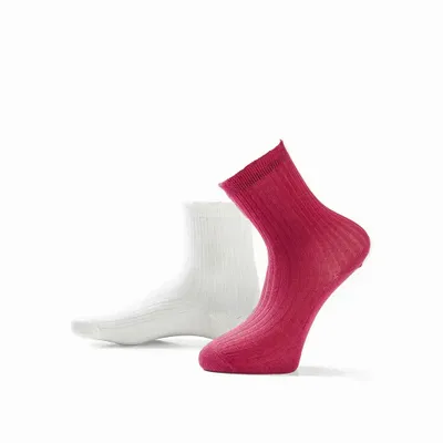 Chaussettes - Chaussettes - Tendance, volants, bas, coton, 2 paires, blanc cassé/bordeaux, 37-41 - SOXS.CO