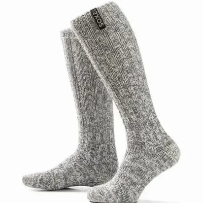 Chaussettes - Originals, hauteur genou, laine grise, noir jais, 47-53 - SOXS.CO
