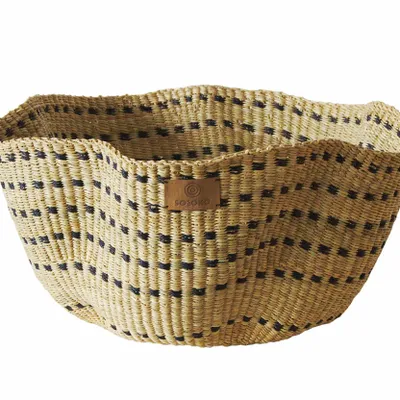 Decorative objects - Sitso Wave Basket| Storage & Floor Basket | Sculpture | Checker Blue - SOLOKO
