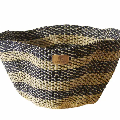 Decorative objects - Sitso Wave Basket| Storage & Floor Basket | Sculpture | Blue Natural - SOLOKO