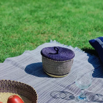 Corbeilles - Nunya Panier à couvercle | Panier de rangement petit | Bleu - SOLOKO