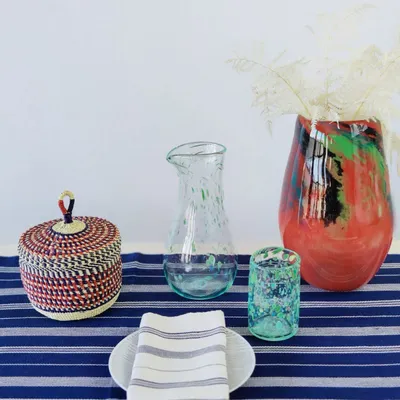 Baskets - Nunya Lid Basket | Storage Basket Small | Handwoven Basket | Red Blue - SOLOKO