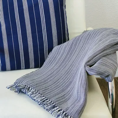 Throw blankets - Handwoven Blanket | Two is One Royal Blue | Handmade Throw | Kente - SOLOKO