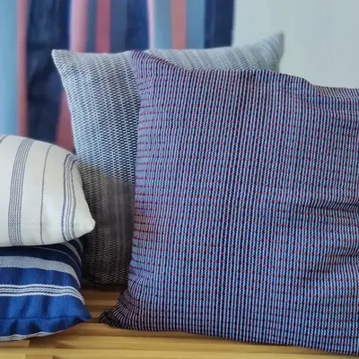 Coussins textile - Cushion Cover Handwoven | Ability wine red, blue, black - SOLOKO