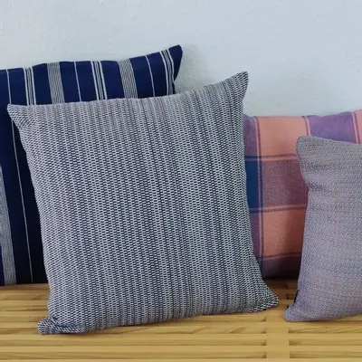 Coussins textile - Housse de coussin tissée à la main | Two is One bleu, beige - SOLOKO