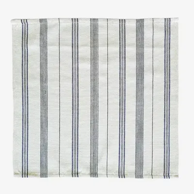 Serviettes - Serviette en coton tissée à la main | Tsiame beige à rayures bleues - SOLOKO