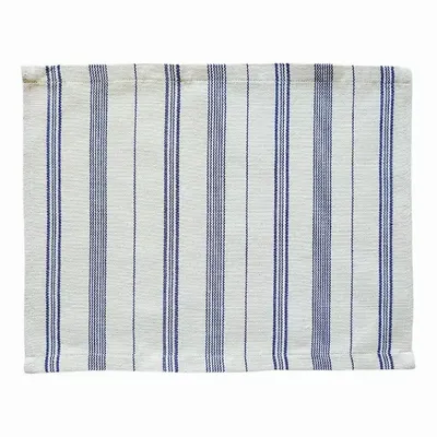 Sets de table - Set de table et serviette tissés à la main | Tsiame beige rayures bleu - SOLOKO
