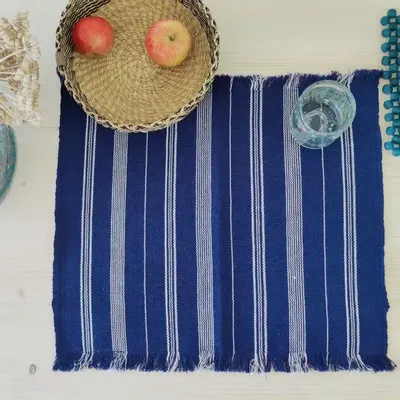 Placemats - Handwoven Placemat Napkin | Tsiame Royal Blue - SOLOKO