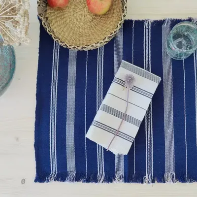 Placemats - Handwoven Placemat Napkin | Tsiame Royal Blue - SOLOKO