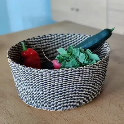 Baskets - Venyo High - Woven Table Basket| Fruit & Bread Basket | Blue - SOLOKO