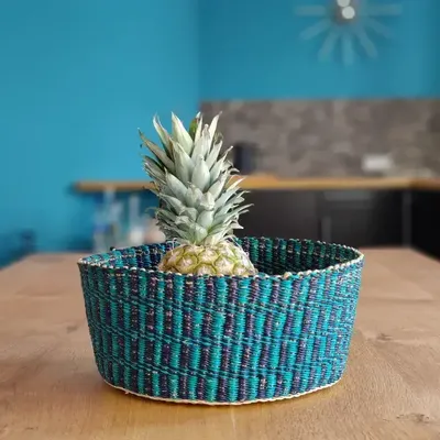 Baskets - Venyo High - Woven Table Basket| Fruit & Bread Basket | Turquoise - SOLOKO