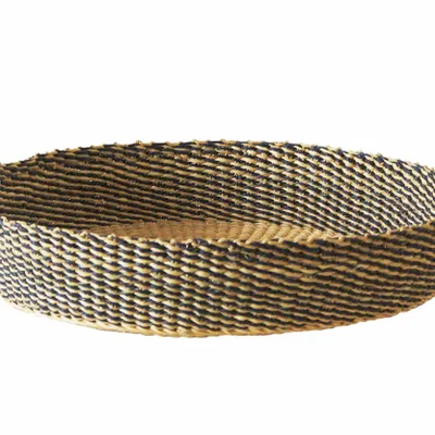 Baskets - Venyo Low - Woven Table Basket| Tray & Serving Basket | Blue - SOLOKO