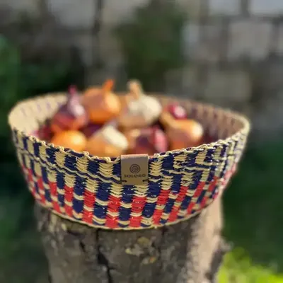 Baskets - Venyo Small - Woven Table Basket| Storage Basket | Red Blue - SOLOKO