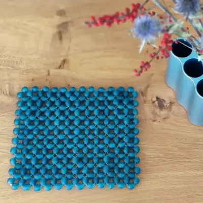 Table mat - Nunana Glass Table Mat | Trivet | Beads Glass Mat | Azure Blue - SOLOKO